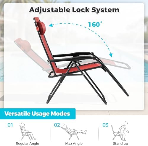 Homall Zero Gravity Chair Patio Folding Lawn Camp Reclining Lounge Chair
