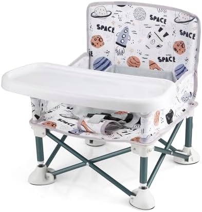 PandaEar Portable Baby Seat Travel| Compact Fold with Straps for Indoor/Outdoor Use| Great for Camping, Beach, Lawn |Toddlers, Kids, Boys, Girls (Without Placemat, White)