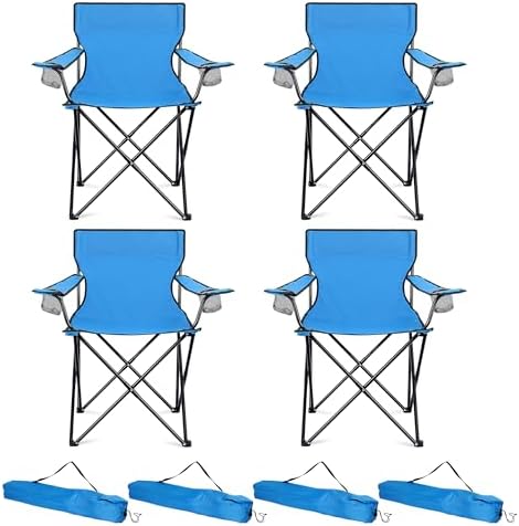 HaSteeL Camping Chairs, 4Pcs Oversized Folding Lawn Chairs for Adults