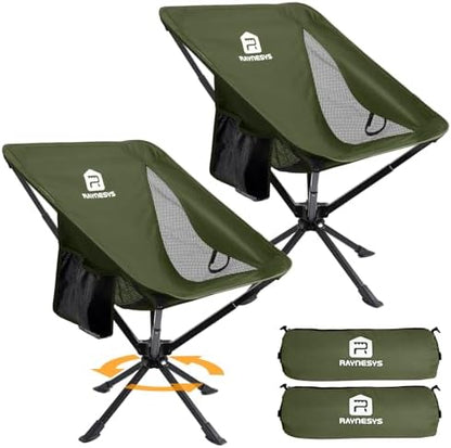 Raynesys Portable Swivel Camping Chair, 8 Seconds Quick Setup Easy Carry