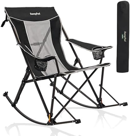 SUNNYFEEL Oversized Folding Rocking Camping Chair with Buckle Design 500lbs