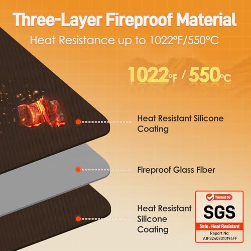 Heat Resistant Mats for Countertop fits Tabletop Grill, 31x24x0.04in, Brown