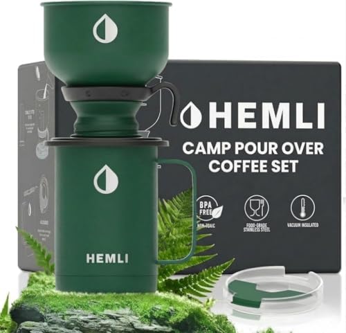 16 oz Pour Over Camping Coffee Maker Set– Vacuum Insulated Mug with Leakproof Lid, Stainless Steel Micro Filter, Portable Coffee Maker for Camping, Travel & Outdoor Adventures