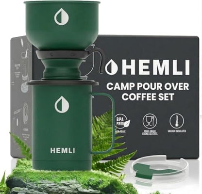 16 oz Pour Over Camping Coffee Maker Set– Vacuum Insulated Mug with Leakproof Lid, Stainless Steel Micro Filter, Portable Coffee Maker for Camping, Travel & Outdoor Adventures