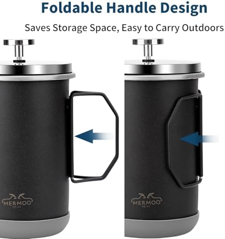 MERMOO YILAN French Press 1000ml, Camping Coffee Press, Foldable Handle