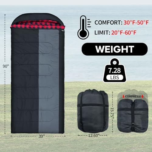 0 Degree Sleeping Bags Waterproof for Adults, Cold Weather Machine Washable Sleeping Bag with Compression Sack for 3-4 Season Camping Outdoor