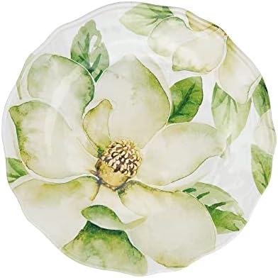 UP 12 Piece Magnolia Melamine Dinnerware Sets, Outdoor Dishes Set, Plates and Bowls Sets, Service for 4, Green