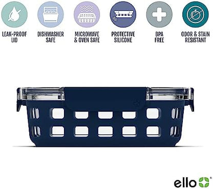 Ello Duraglass 3.4 Cup Glass Meal Prep Containers, 6 Pc, 3 Pack,Mixed Berry