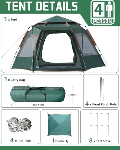 2/4 Person Instant Camping Tent 30s Quick Setup Waterproof Outdoor Tent