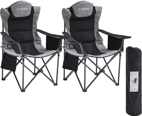 Aohanoi Heavy Duty Camping Chairs for Adults with Cup Holder & Cooler Bag