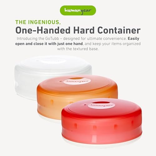 humangear GoTubb – Storage Containers for Snacks, Small Essentials and Travel Gear, Made from Food-Safe Materials, Clear/Orange/Red, Medium (3-pack)