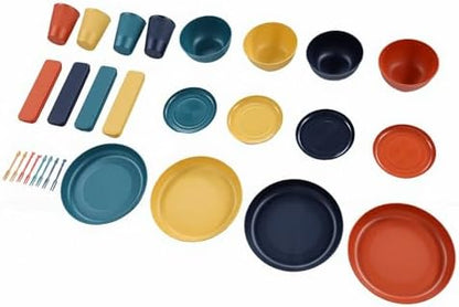 GOWENIC 4 Person Reusable Dinnerware Set for Camping Travel Home