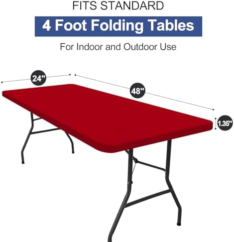 homing Rectangle Table Cloth Cover 4 Foot Red Elastic Fitted Tablecloth