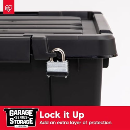 IRIS USA 6-Pack 20 Gal Heavy Duty Lockable Storage Totes with Lids, Black