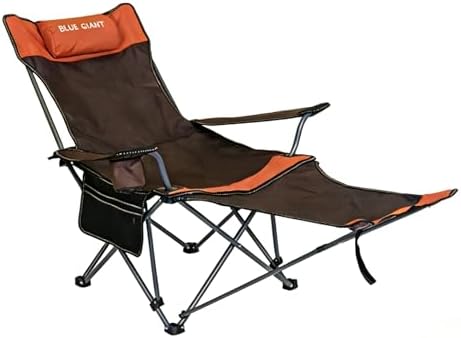 2 Pack Adjustable Folding Camping Chairs with Detachable Footrest and Headrest, Lightweight and Portable, Ideal for Hiking, Travel, Fishing and Outdoor Activities (Orange)