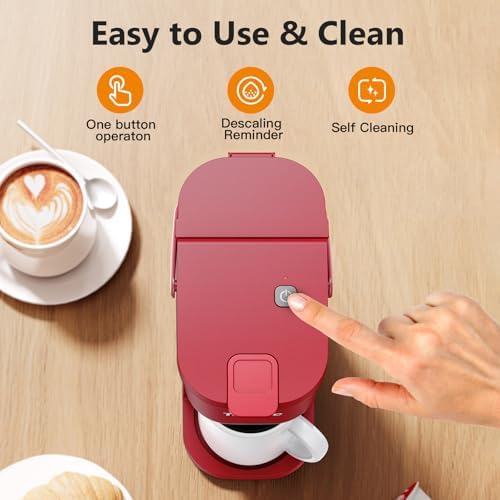 Tastyle Mini Single Serve Coffee Maker for K Cups and Grounds with Handle