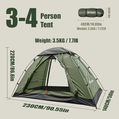 Backpacking Tent for Camping 1-5 Person Hiking Ultralight Tent for Waterproof Windproof Outdoor Two Doors Tents Easy Quick Setup Lightweight Instant Tents