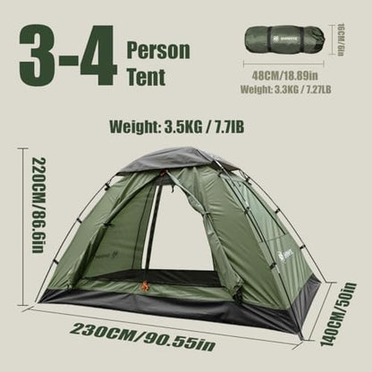 Backpacking Tent for Camping 1-5 Person Hiking Ultralight Tent for Waterproof Windproof Outdoor Two Doors Tents Easy Quick Setup Lightweight Instant Tents