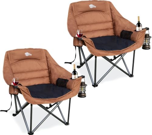 2 Pack Oversized Camping Chairs for Adults Heavy Duty