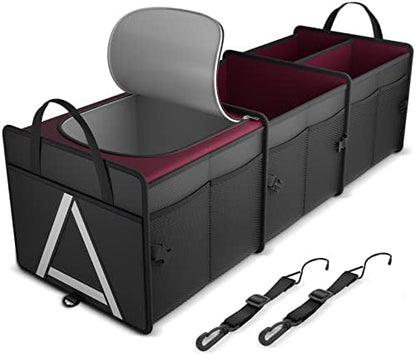 K KNODEL Trunk Organizer Storage with Cooler for Car and SUV (Large, Red)