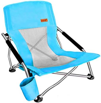 Nice C Low Beach Camping Folding Chair, River Sand Lake Chair (1 Pack Blue)