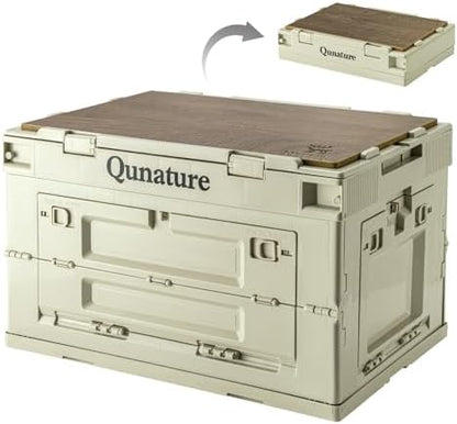Collapsible Camping Storage Bin 60L with Lockable Doors & Cutting Board