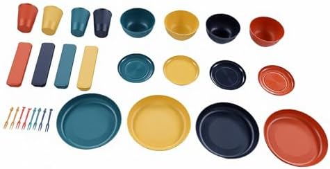 Dinnerware Sets Unbreakable Plates and Bowls for 4 People Travel Camping Picnic Home Party Cutlery Set Dishwasher Microwave Safe Dishes