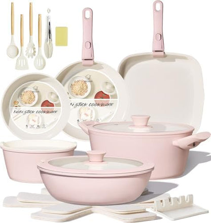 BECIGAR 23pcs Ceramic Pots and Pans Set