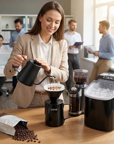 AGOGO Stainless Pour Over Coffee Maker Set, 50 Paper Filters, 30oz, Black