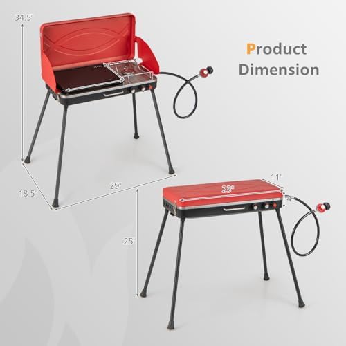 Giantex 2-in-1 Portable Propane Gas Grill & Stove with Detachable Legs
