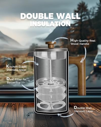 POLIVIAR French Press Coffee Maker, 34 oz