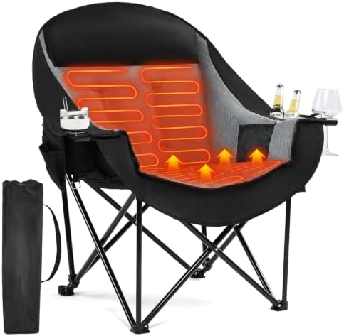 Heated Oversized Camping Chair - Heavy Duty Padded Comfy Warm Outdoor Chair