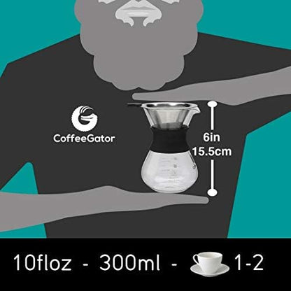 Coffee Gator Pour Over Coffee Maker Portable - 10.5oz