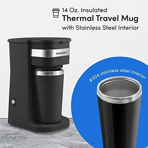 Elite Gourmet EHC114 Personal Single-Serve Compact Coffee Maker, Black