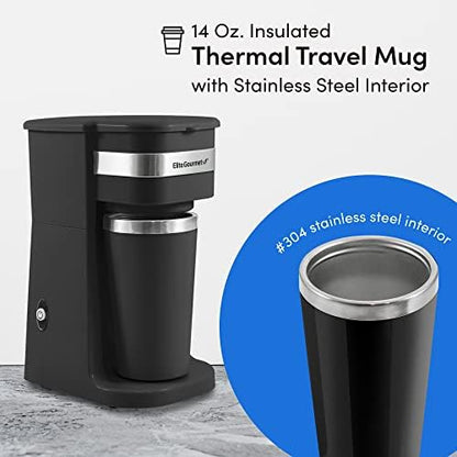 Elite Gourmet EHC114 Personal Single-Serve Compact Coffee Maker, Black