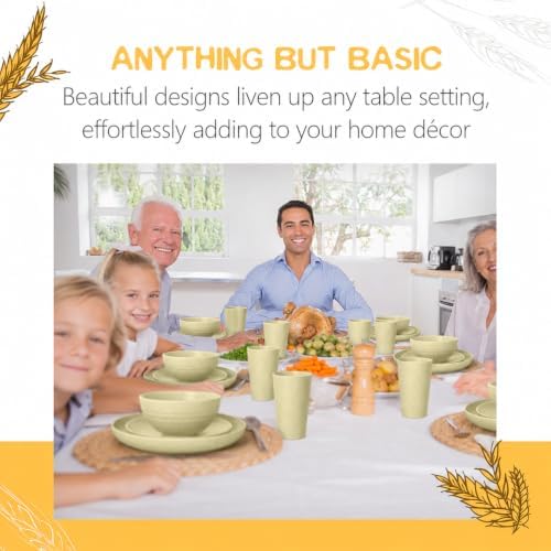 Teivio 32-Piece Plates and Bowls Sets for 8, Light Beige Dinnerware Sets