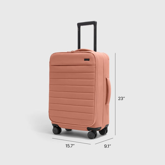 Away Softside Bigger Carry-On Suitcase, 23 Inch Lightweight, Expandable High-Strength Nylon Luggage With Spinner Wheels, Meets Requirements for Most Major Airlines, Clay Pink