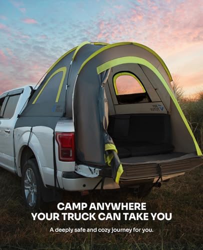 JOYTUTUS Pickup Truck Tent 6.0ft, Waterproof PU2000mm Double Layer for 2 Person, Portable Truck Bed Tent with Rainfly - Green, Fiberglass Pole