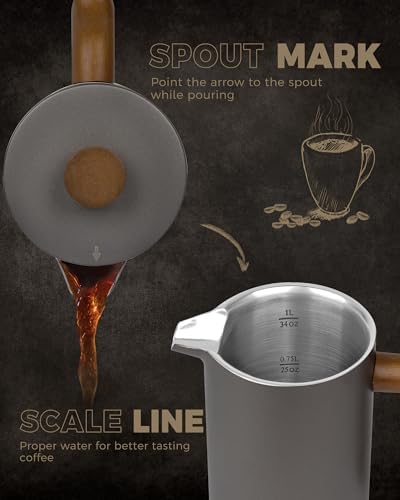 POLIVIAR French Press Coffee Maker, 34 oz