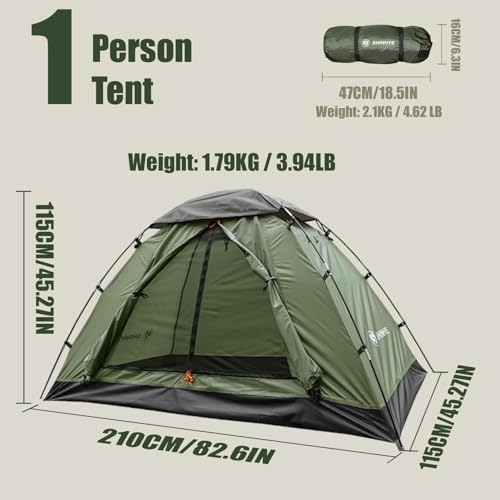 Backpacking Tent for Camping 1-5 Person Hiking Ultralight Tent for Waterproof Windproof Outdoor Two Doors Tents Easy Quick Setup Lightweight Instant Tents