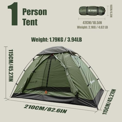 Backpacking Tent for Camping 1-5 Person Hiking Ultralight Tent for Waterproof Windproof Outdoor Two Doors Tents Easy Quick Setup Lightweight Instant Tents