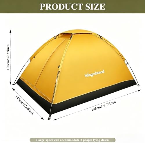 1-2 Person Camping Tent, Easy Manual Setup Dome Tent, Waterproof Windproof Lightweight Backpacking Tent with Breathable Mesh for Hiking, Outdoor Travel & Beach