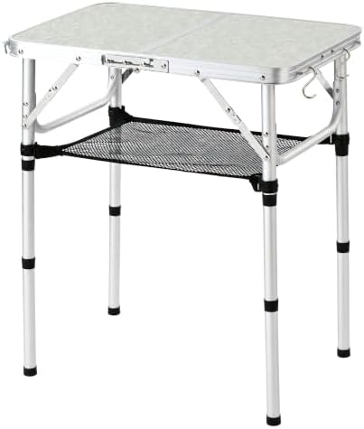 Folding Table Small, 24"Lx 16"W Aluminum Camp Table with Adjustable Height