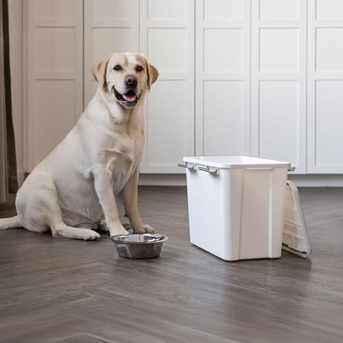 IRIS USA Dog Food Storage Container, Up to 30 lbs, White, Made in USA