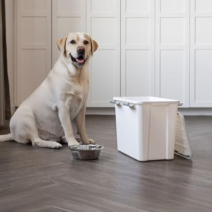 IRIS USA Dog Food Storage Container, Up to 30 lbs, White, Made in USA