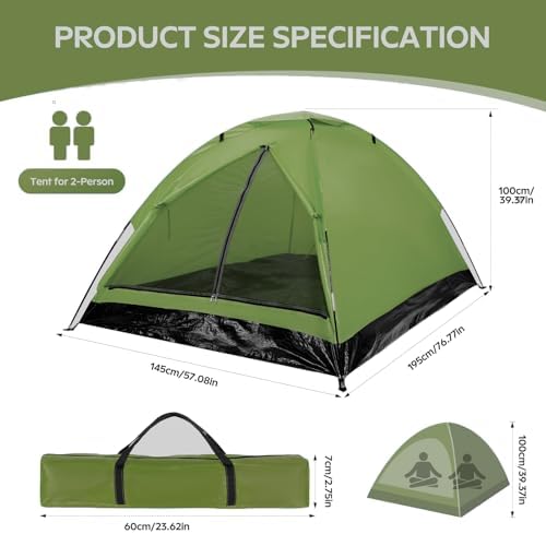 Wingedsteed 2 Person Camping Tent Waterproof Portable Dome Tent for Hiking Backpacking, Easy Setup with Rainfly and Carry Bag