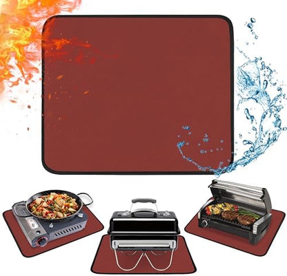 Heat Resistant Mats for Countertop fits Tabletop Grill, 18x15x0.04in, Red