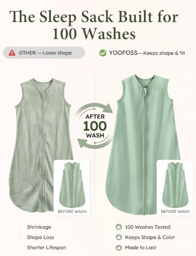 Yoofoss Baby Sleep Sack 6-12 Month 0.5TOG 100% Organic Cotton 2-Way Zipper
