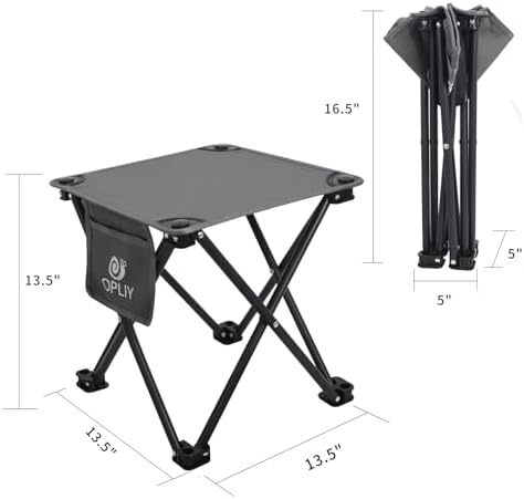 Opliy Camping Stool 2 Pack,13.5 Inch Portable Folding Stool for Outdoor Gardening and Beach Hiking Fishing,Foot Stool with Carry Bag (Gray)