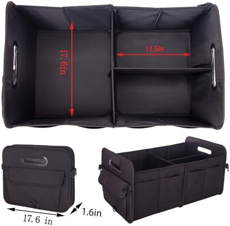 titiyiof Trunk Organizer For Suv & Sedan,Car Organizers and Storage, Waterproof Collapsible & Adjustable Straps,70L Sturdy Car Organization for Car Accessories, Tools,Sundries,2-3 Compartment（Black